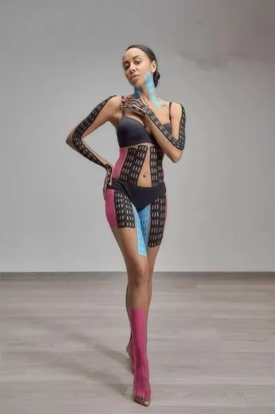 Кинезио тейп BBalance BBTape Lymph Tape перфорированный для тела (5см*5м) бежевый