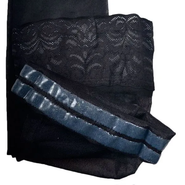 Чулки компрессионные Ergoforma 211 женские 1 класс компрессии с закрытым носком и кружевной резинкой полупрозрачные черные