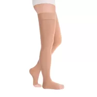 Чулки компрессионные SAVOY by Idealista SV-393W унисекс 1 класс компрессии с открытым носком и гладкой резинкой на широкое бедро цвет карамель