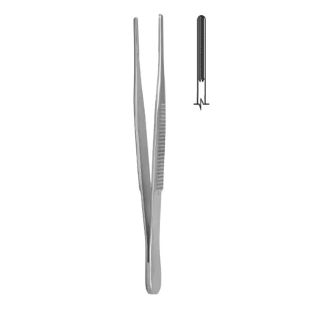 Пинцет сосудистый прямой с атравматической нарезкой Hilbro 34.0045
