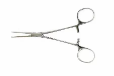 Зажим Кохера к/о 1х2 зубый, зубчатый, прямой, детский 165мм ТМ-З-201