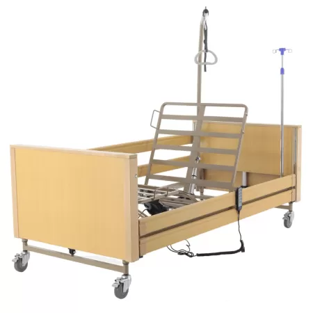 Кровать электрическая MED-MOS YG-1 ЛДСП светлое дерево с металлическими ламелями и 2-мя уровнями высоты ложа