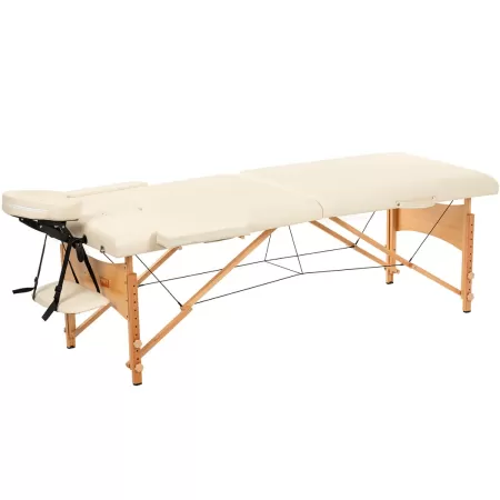 Стол массажный MET Comfort W2, артикул 18452, 2-х секционный складной на буковом каркасе с регулировкой высоты, кремовый