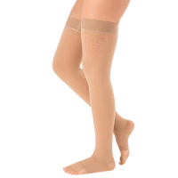 Чулки компрессионные Evolution ТК.930 унисекс 1 класс компрессии с открытым носком и гладкой резинкой цвет бежевый