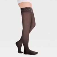 Чулки компрессионные IDEALISTA ID-301T женские 1 класс компрессии с закрытым носком полупрозрачные с кружевной резинкой цвет черный