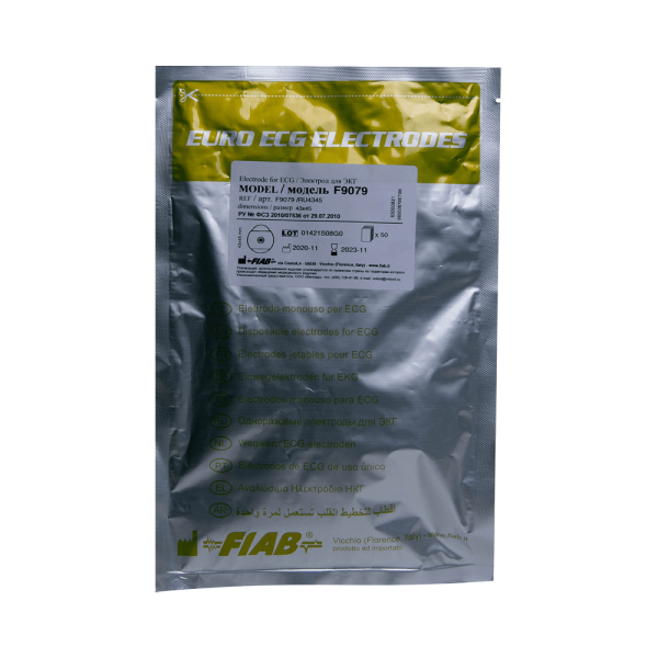 Электрод одноразовый для ЭКГ, размер 43х45мм FIAB F9079/RU4345, упаковка 50 шт, Италия