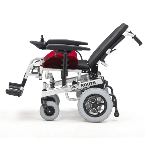 Кресло-коляска с электроприводом МЕТ ROUTE 14, амортизирующей подвеской и регулируемой шириной сиденья 43-55 см