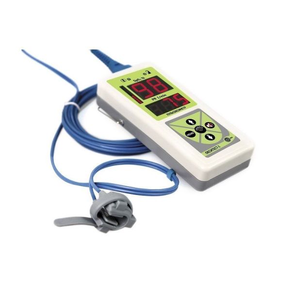 Пульсоксиметр портативный МЕДПЛАНТ Окситест-1 с сетевым адаптером, взрослым датчиком и детским датчиком-манжетой, артикул 918